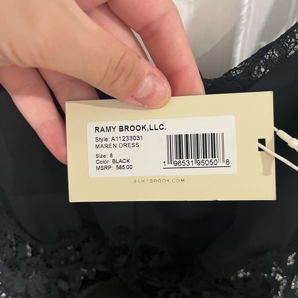 ramy brook maren lace trim satin slip dress | size 8 - Picture 5 of 5